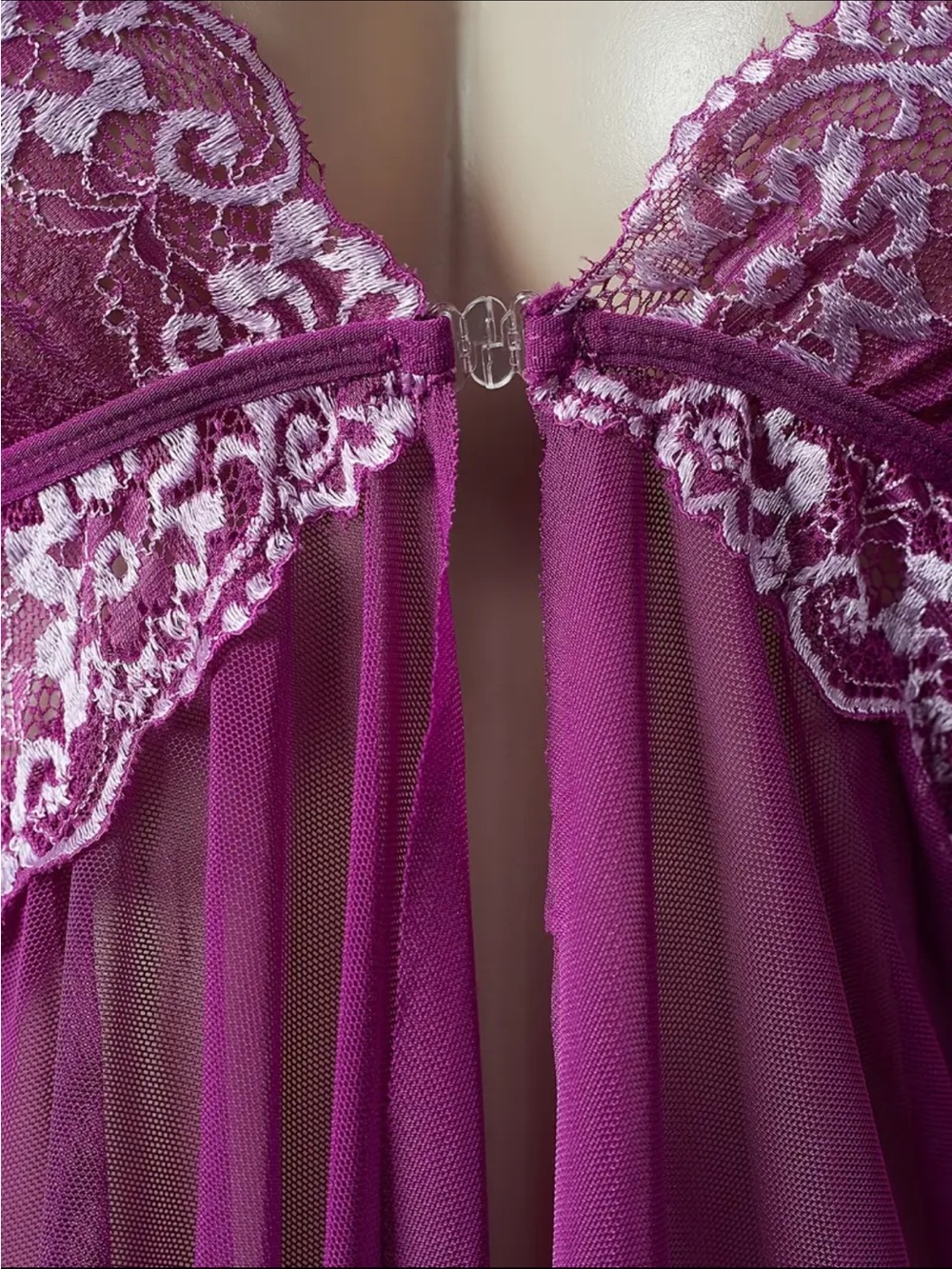 Magenta & White Floral, Elegant, Lingerie Slip - Picture 6 of 8